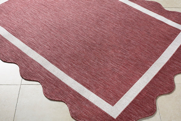 Livabliss Miami Beach Polypropylene Accent Rug for Coastal Indoor Outdoor Patio Living Burgandy, Cream 7'10" x 10' MBH2328-71010