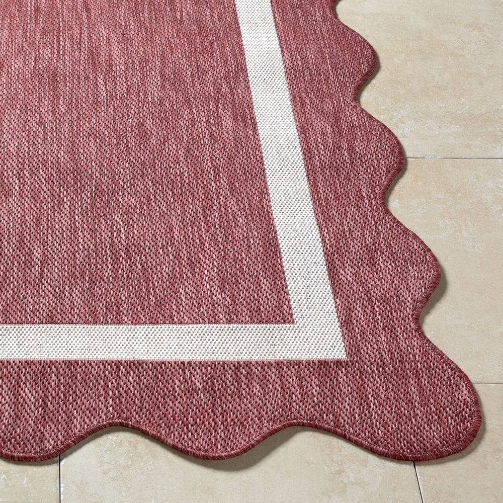 Livabliss Miami Beach Polypropylene Accent Rug for Coastal Indoor Outdoor Patio Living Burgandy, Cream 7'10" x 10' MBH2328-71010