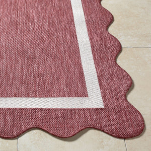 Livabliss Miami Beach Polypropylene Accent Rug for Coastal Indoor Outdoor Patio Living Burgandy, Cream 7'10" x 10' MBH2328-71010