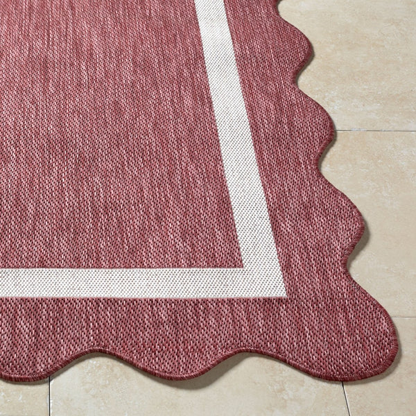 Livabliss Miami Beach Polypropylene Accent Rug for Coastal Indoor Outdoor Patio Living Burgandy, Cream 7'10" x 10' MBH2328-71010