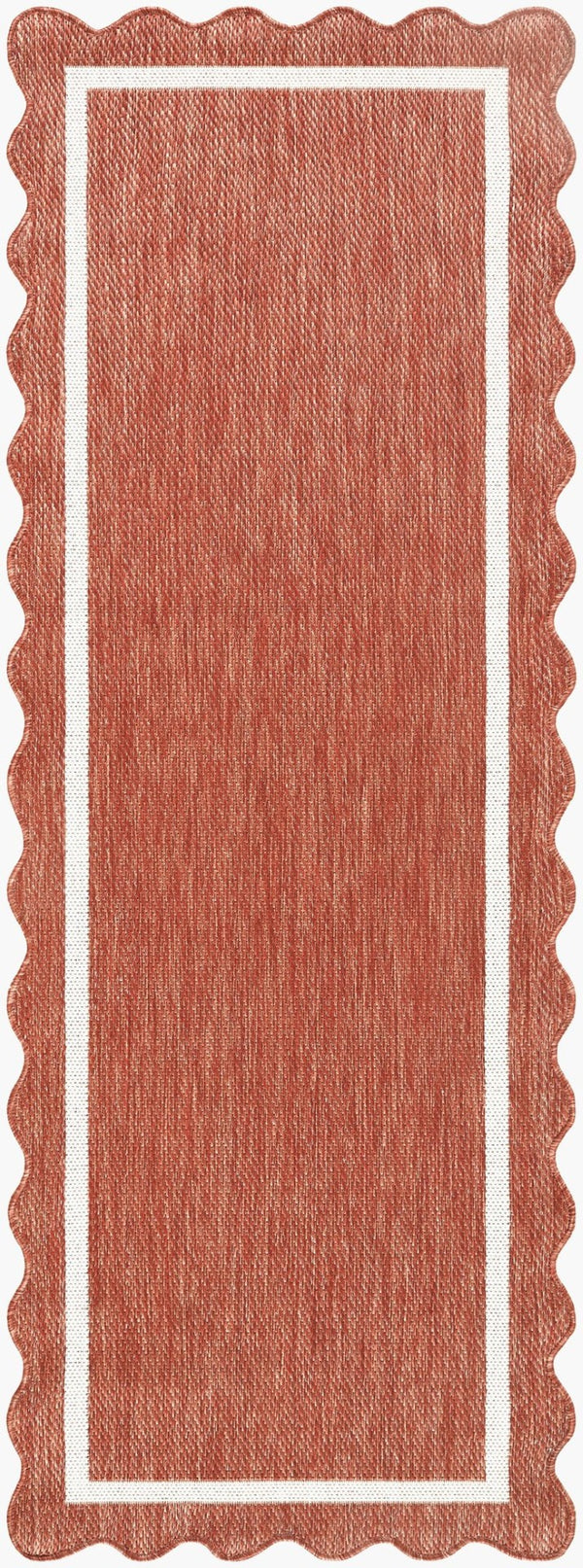 Livabliss Miami Beach Coastal Polypropylene Area Rug for Indoor Outdoor Patios and Entryways Rust, Cream 2'7" x 7'3" MBH2329-2773