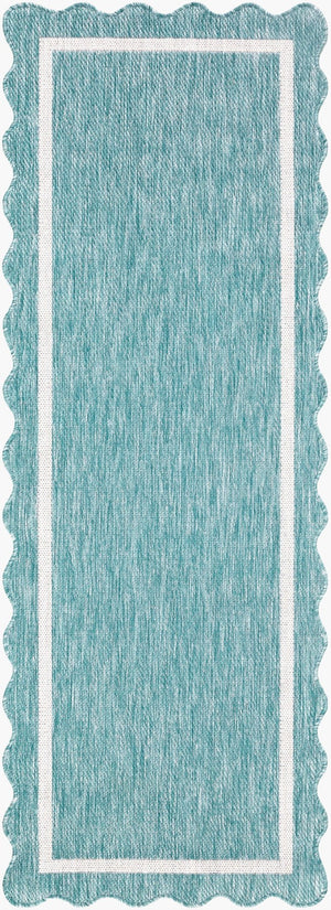 Livabliss Miami Beach Coastal Traditional Polypropylene Rug for Patios and Entryways Aqua, Cream 2'7" x 7'3" MBH2330-2773