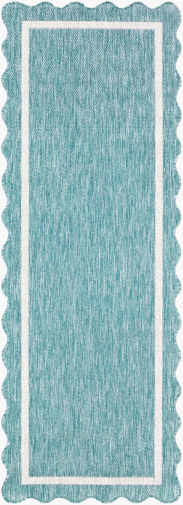 Livabliss Miami Beach Coastal Traditional Polypropylene Rug for Patios and Entryways Aqua, Cream 2'7" x 7'3" MBH2330-2773