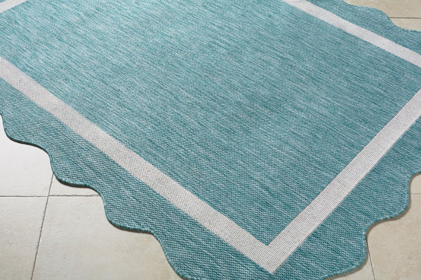 Livabliss Miami Beach Coastal Traditional Polypropylene Rug for Patios and Entryways Aqua, Cream 2'4" x 3'9" MBH2330-2745