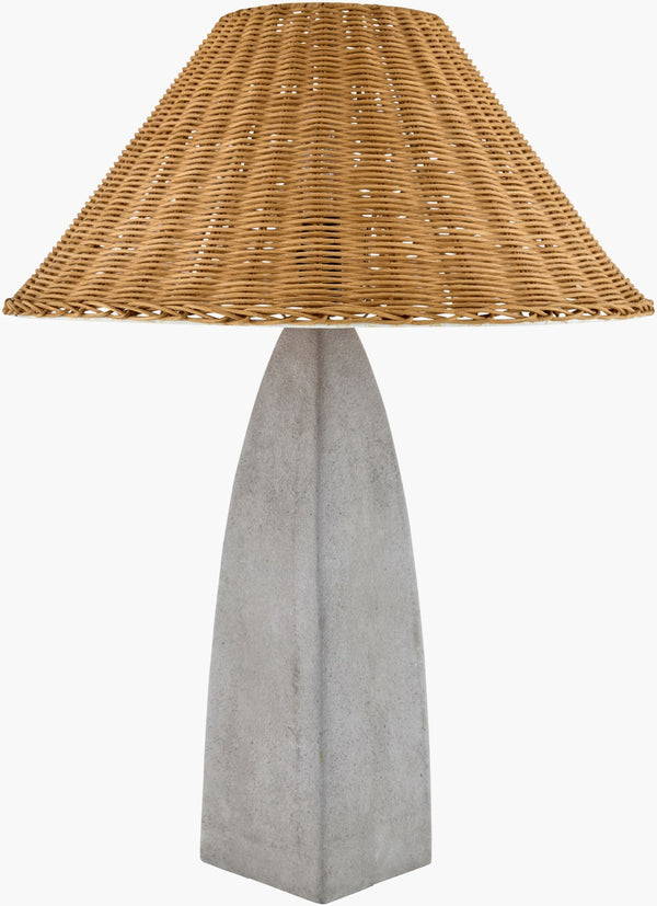 Livabliss Mombeja Concrete Body Rattan Shade Table Lamp Arts and Crafts Artisan Accent Light MBJ-001