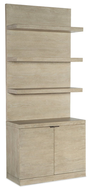 Hooker Furniture Cascade Oak Veneer Bookcase Base & Hutch In Terrain Taupe — Soft‑Close Doors, Adjustable Shelf, Display Space 6120-10443-80