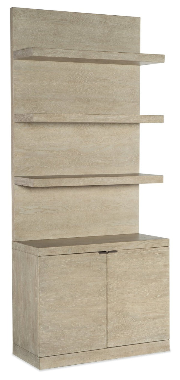 Hooker Furniture Cascade Oak Veneer Bookcase Base & Hutch In Terrain Taupe — Soft‑Close Doors, Adjustable Shelf, Display Space 6120-10443-80