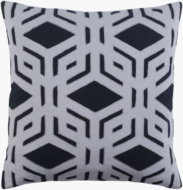 Surya Millbrook 18” Cotton Accent Pillow With Elegant Pattern - Perfect For Cozy Home Decor Transformation! Black Cotton,Cotton Mbk001-1818