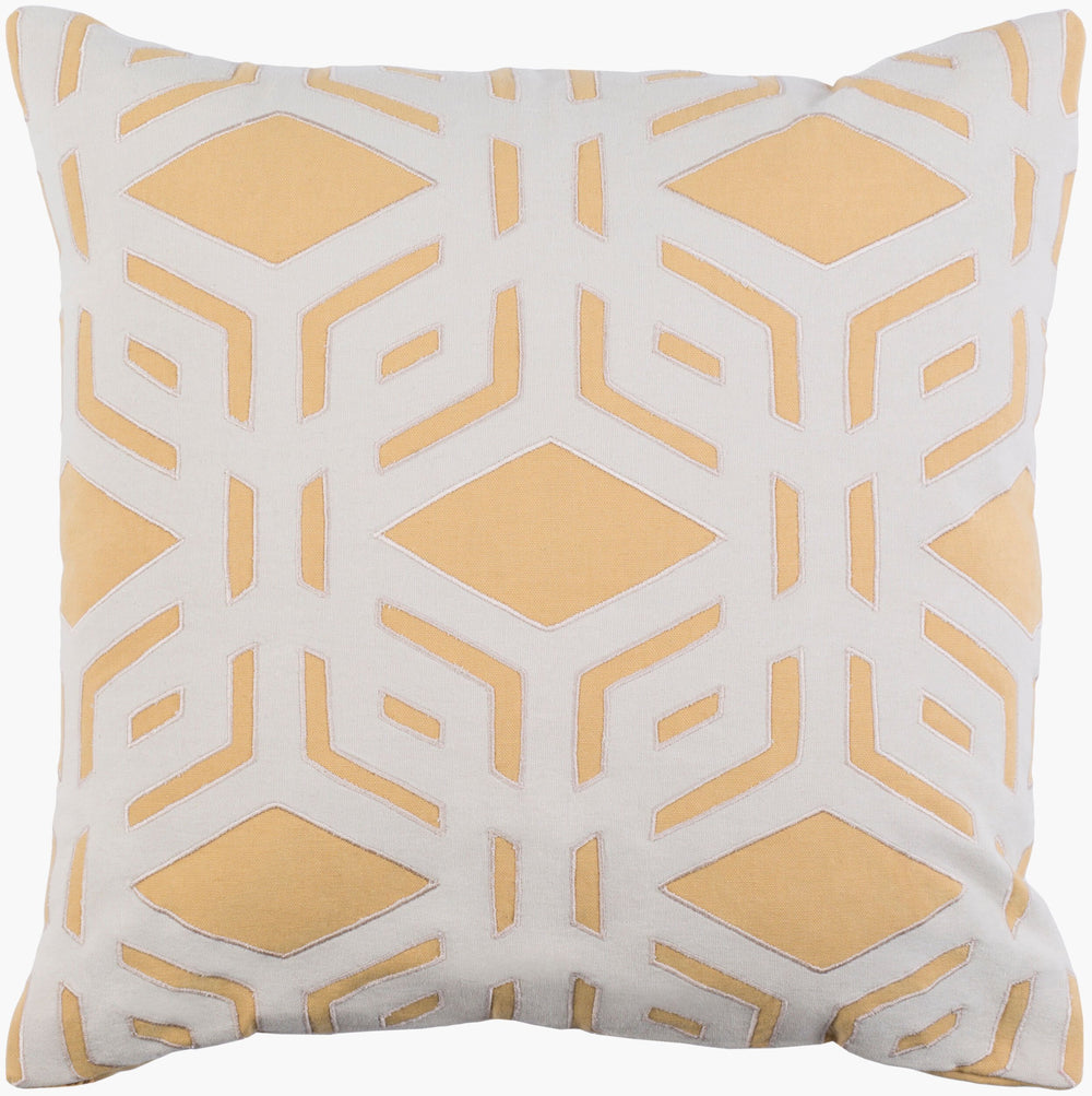 Surya Millbrook 18” Cotton Accent Pillow With Elegant Pattern - Perfect For Cozy Home Decor Transformation! Mustard Cotton,Cotton Mbk003-1818p