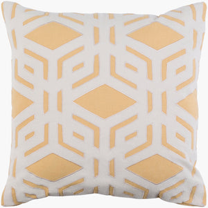 Surya Millbrook 18” Cotton Accent Pillow With Elegant Pattern - Perfect For Cozy Home Decor Transformation! Mustard Cotton,Cotton Mbk003-1818p