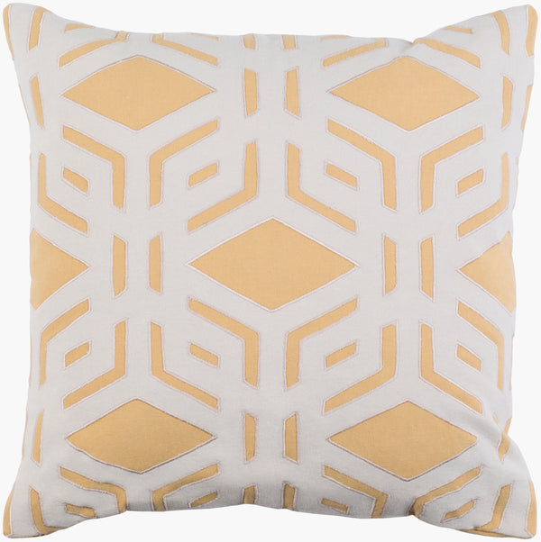 Surya Millbrook 18” Cotton Accent Pillow With Elegant Pattern - Perfect For Cozy Home Decor Transformation! Mustard Cotton,Cotton Mbk003-1818p