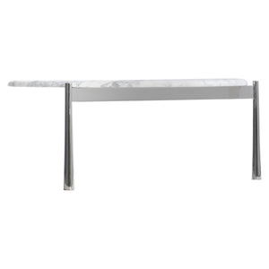 Bernhardt Bernhardt Arabescato Round Cocktail Table With Polished Stainless Triangular Base, 15"H, Sculptural Elegance 321010