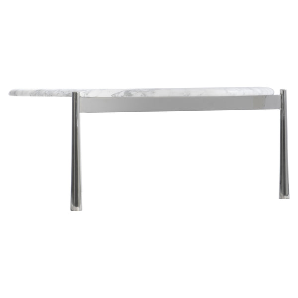 Bernhardt Bernhardt Arabescato Round Cocktail Table With Polished Stainless Triangular Base, 15"H, Sculptural Elegance 321010