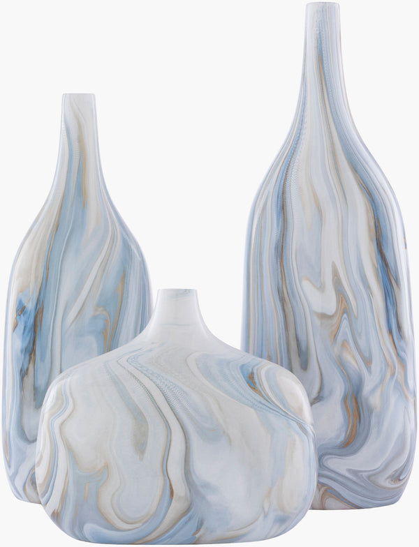 Surya Marble Decorative Accent Vase - Modern Ceramic Design For Outdoor Spaces, Patio & Garden Decor Beige Ceramic Mbl001-set