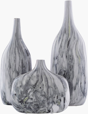 Surya Marble Decorative Accent Vase - Modern Ceramic Design For Outdoor Spaces, Patio & Garden Decor Gray Ceramic Mbl003-set
