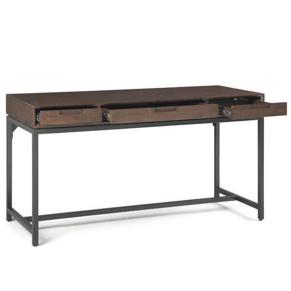 English Elm Banting Mid Century Desk In Walnut Brown - Stylish Workspace With Smart Storage & Industrial Touch B136P158455