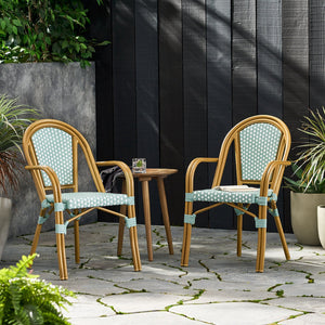 English Elm Bistro Wicker Outdoor Dining Chairs Set of Two with Rust Resistant Aluminum Frame Patio 72905.00LT