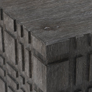 Bernhardt Bernhardt Cowley Cocktail Table — Sculptural Rustic Oak Coffee Table With Geometric Pattern, Tadon Finish 529019