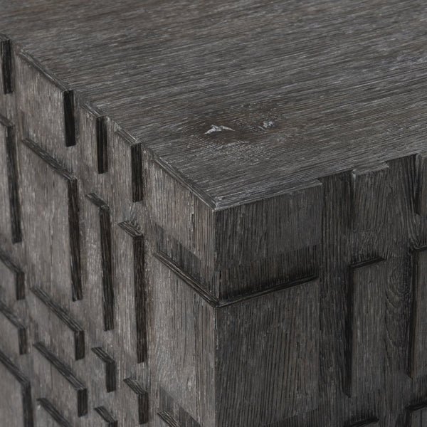 Bernhardt Bernhardt Cowley Cocktail Table — Sculptural Rustic Oak Coffee Table With Geometric Pattern, Tadon Finish 529019