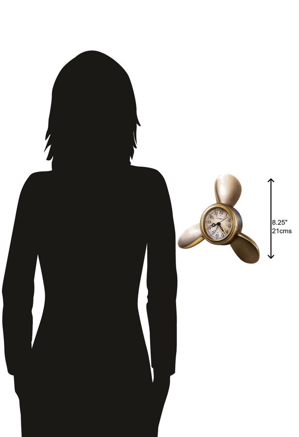 Hekman Furniture 645525 Nautical Propeller Alarm Clock - Antique Brass Table Clock With Quartz Movement & Unique Design  Propeller Alarm Tabletop Clock 645525