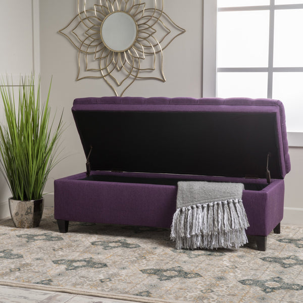 English Elm Juliana Rectangular Storage Ottoman Upholstered Lift Top for Living Room Seating 57741.00PUR