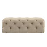 Homelegance By Top-Line Pietro Rectangular Tufted Ottoman with Casters Beige Linen