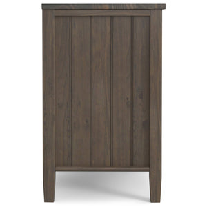 English Elm Lev Smoky Brown Bedside Table – Handcrafted Solid Wood, Drawer & Open Storage, Transitional Groove Design B136P158825