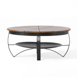 Christopher Knight Home® - Noble House - Hadfield Handcrafted Boho Mango Wood and Iron Coffee Table, Natural and Black