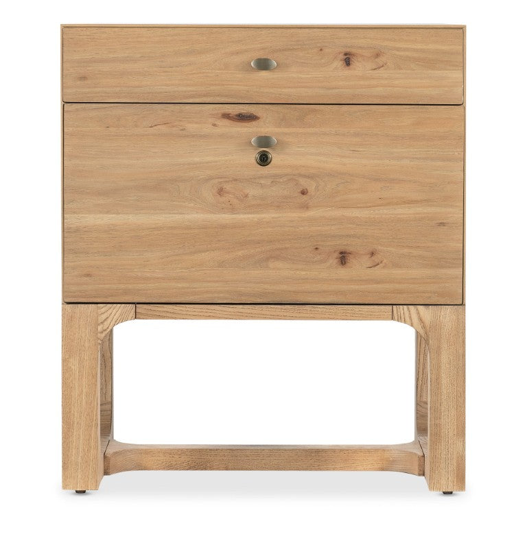 Hooker Furniture Documents Lateral File In Light Pecan Veneer With Locking Drawer, Pewter Hardware, Compact Chic Storage 6018-10466-85