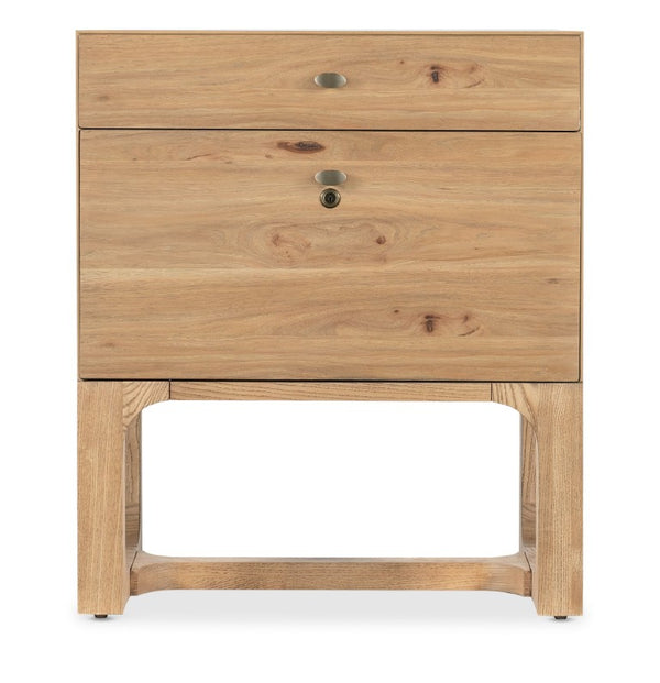 Hooker Furniture Documents Lateral File In Light Pecan Veneer With Locking Drawer, Pewter Hardware, Compact Chic Storage 6018-10466-85