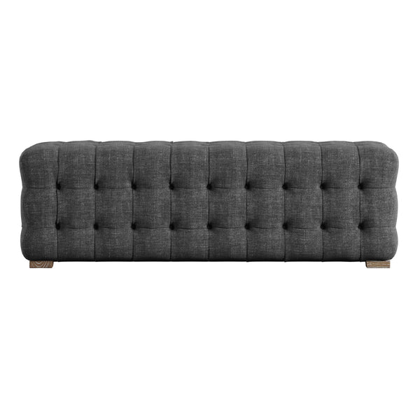 Homelegance By Top-Line Pietro Linen Fabric Tufted Bench Dark Grey MDF