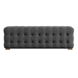 Homelegance By Top-Line Pietro Linen Fabric Tufted Bench Dark Grey MDF