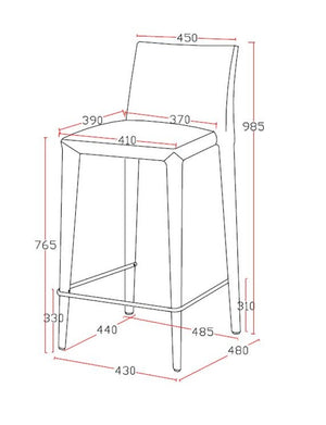 VIG Furniture Medford Grey Mid‑Century Bar Stool With Foam Seat, Full Back, Steel Frame, Footrest, No Assembly Needed VGEUMC-8219CH-B