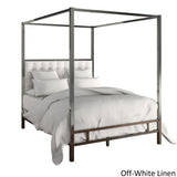 Homelegance By Top-Line Avianna Black Nickel Canopy Bed with Upholstered Headboard Black Nickel Metal