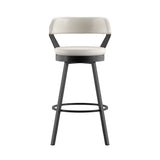 Homelegance By Top-Line Amir Faux Leather Metal Swivel 29" Bar Height Stools (Set of 2) White Metal