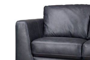 Porter Designs Porter Lucca Top Grain Leather Sofa In Dark Gray - Elegant Transitional Design For Modern Living Spaces Gray Leather 02-189-01-0277