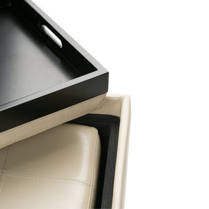 English Elm Avalon 5-Piece Storage Ottoman Set In Satin Cream - Versatile Seating & Hidden Storage Solution B136P159758