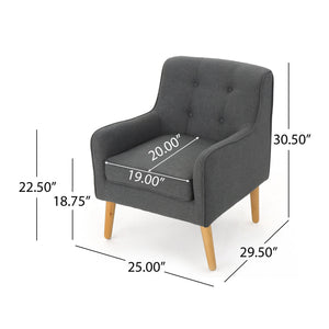 English Elm Arm Chair Tufted Mid-century Accent Seat with Rubberwood Legs for Living Room 60015.00CCL