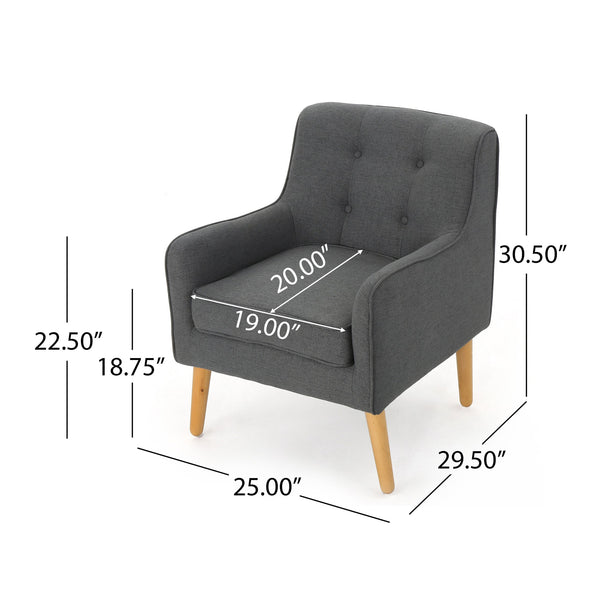 English Elm Arm Chair Tufted Mid-century Accent Seat with Rubberwood Legs for Living Room 60015.00CCL