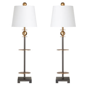 Crestview Collection 37.25"H Metal Buffet Lamp - Modern Transitional Style With Brass Accents & White Linen Shade For Elegance   Cvaer1989
