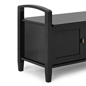 English Elm Warm Shaker - Handcrafted Black Entryway Storage Bench With Seating & Hidden Shoe Organization B136P159722-GIGA