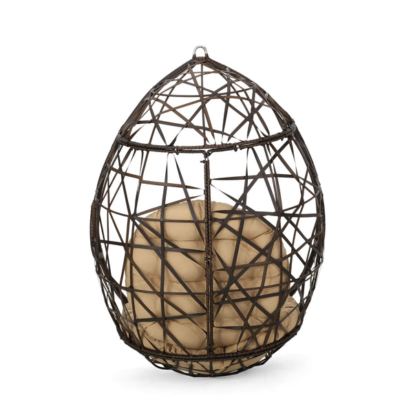 English Elm Marlin Wicker Hanging Egg Chair Teardrop Cocoon Seat for Patio or Sunroom 54672.00BSK