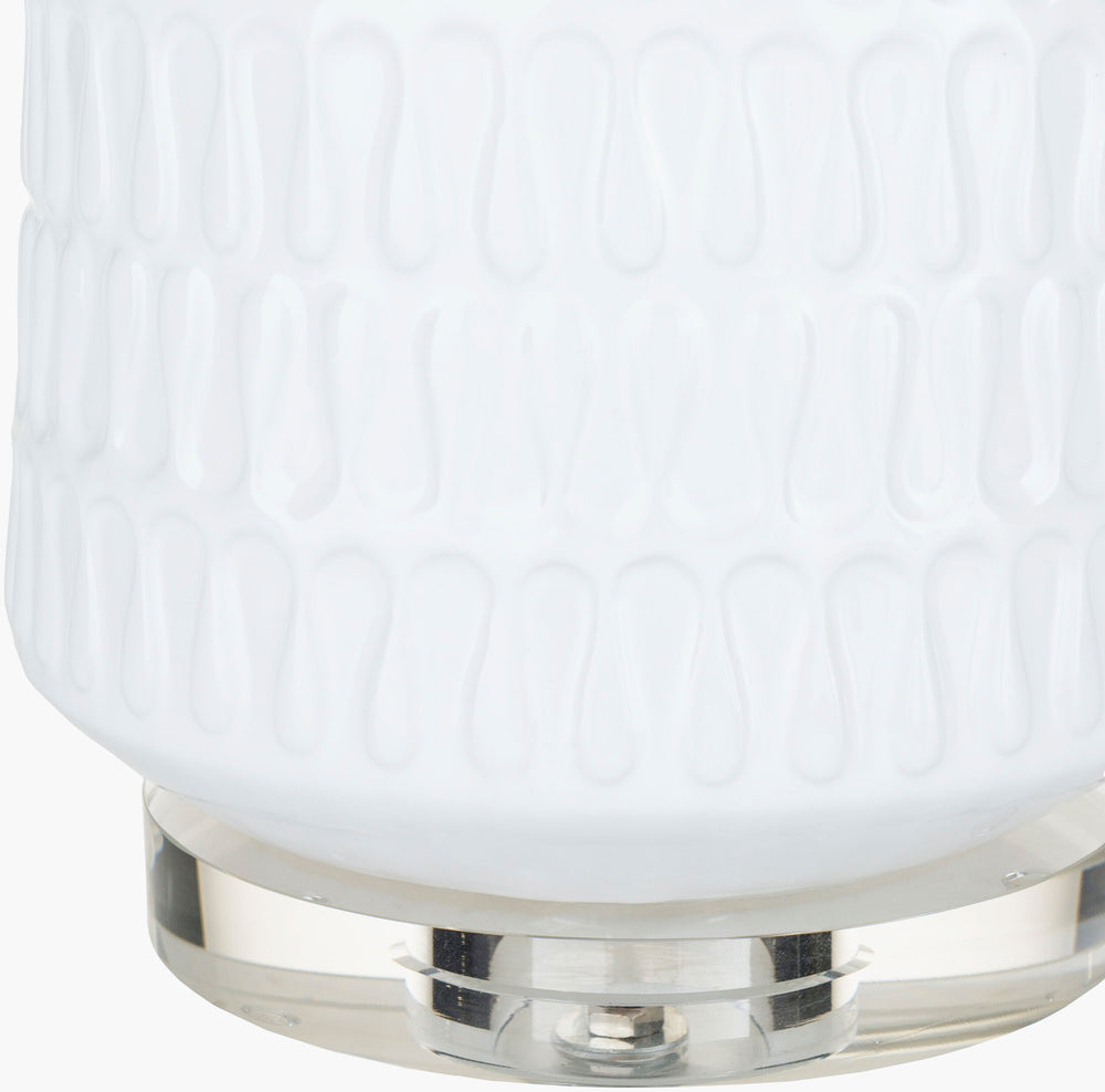 Surya Mcrae 35" Tall Accent Table Lamp - Elegant Ceramic & Crystal Design With Linen Shade For Home Decor Body, White,Base, Clear,Finial, Clear,Harp, Metallic ,Nickel Ceramic,Crystal,Linen Mce100-tbl