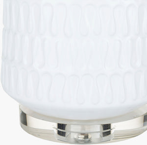 Surya Mcrae 35" Tall Accent Table Lamp - Elegant Ceramic & Crystal Design With Linen Shade For Home Decor Body, White,Base, Clear,Finial, Clear,Harp, Metallic ,Nickel Ceramic,Crystal,Linen Mce100-tbl