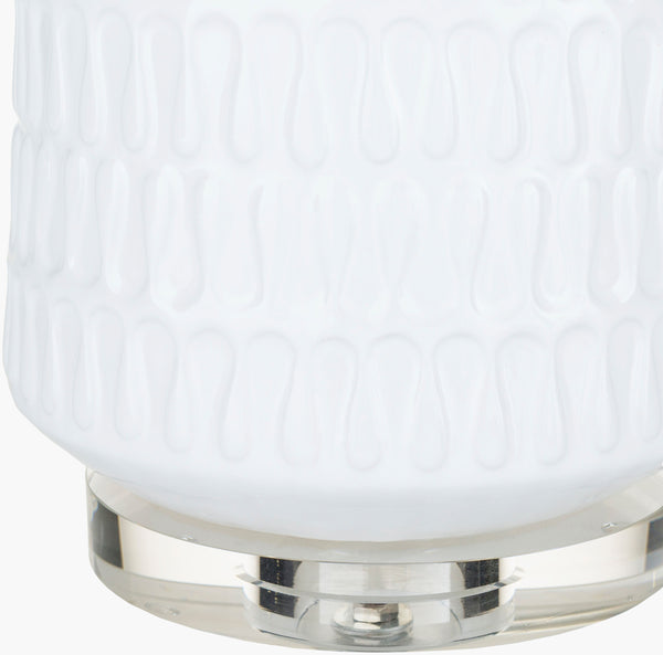 Surya Mcrae 35" Tall Accent Table Lamp - Elegant Ceramic & Crystal Design With Linen Shade For Home Decor Body, White,Base, Clear,Finial, Clear,Harp, Metallic ,Nickel Ceramic,Crystal,Linen Mce100-tbl