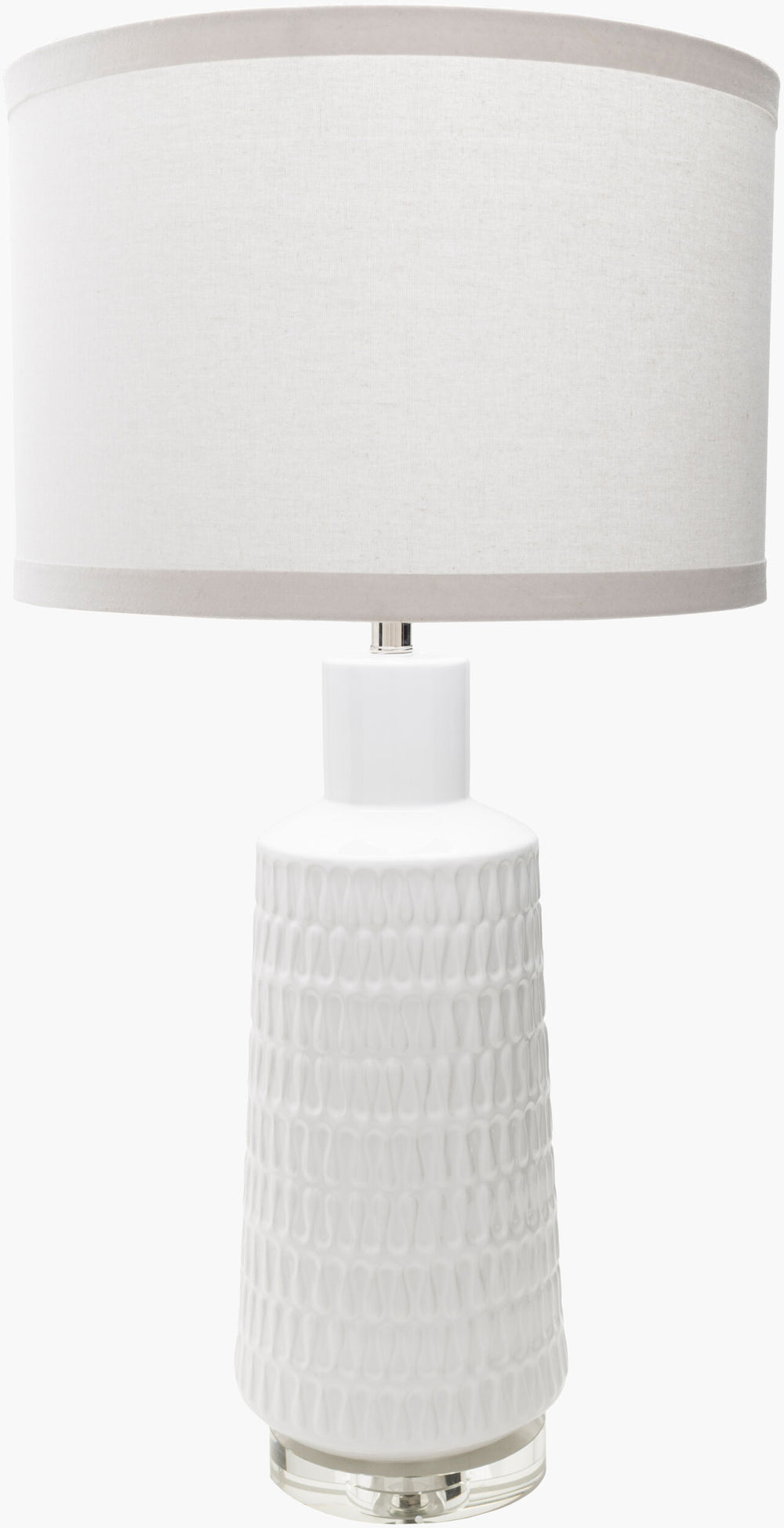Surya Mcrae 35" Tall Accent Table Lamp - Elegant Ceramic & Crystal Design With Linen Shade For Home Decor Body, White,Base, Clear,Finial, Clear,Harp, Metallic ,Nickel Ceramic,Crystal,Linen Mce100-tbl