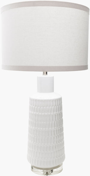 Surya Mcrae 35" Tall Accent Table Lamp - Elegant Ceramic & Crystal Design With Linen Shade For Home Decor Body, White,Base, Clear,Finial, Clear,Harp, Metallic ,Nickel Ceramic,Crystal,Linen Mce100-tbl