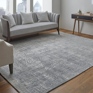 Feizy Rugs Eas69a1f Eastfield Artisanal Hand-woven Viscose And Wool Abstract Rug - Modern Style For Any Space Gray Viscose,Wool Eas69a1fgry000f00