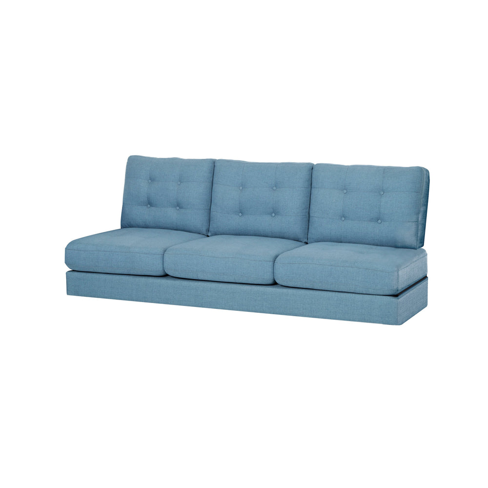 English Elm Jenny Button Tufted Waffle Stitch Fabric Sofa with Tapered Rubberwood Legs for Living Rooms 66890.00ABLU_66890.00BBLU