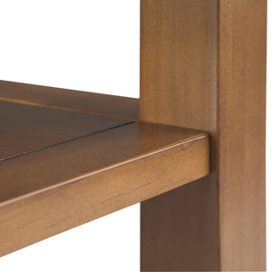 English Elm Acadian Solid Wood Narrow Side Table With Two Open Shelves - Stylish Light Brown Accent Table B136P159401